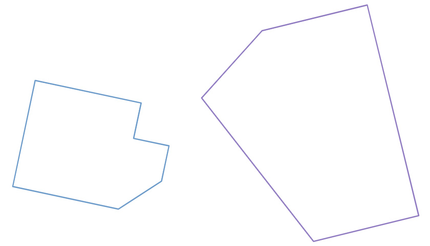 Figure 1: Polygon Containment: Plan (Q) left; Lot (P) right